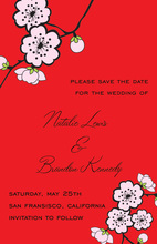 Inspired Vintage White Floral Bright Red Invitations