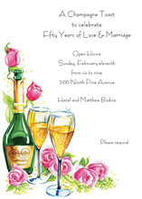 Cherry Pink Champagne Monograms Mimosas Invitation