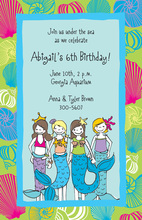 Redhead Mermaid Kids Birthday Invitations