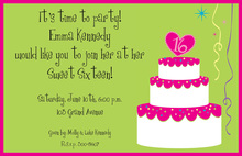 Cake Sweet 16 Birthday Invitation