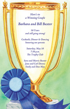 Blue Ribbon Winning Golden Trophy Invitations