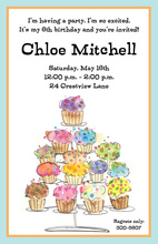 Mocha Cupcake Tree Birthday Invitations