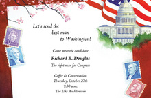 Traditional July American Flags Invitations