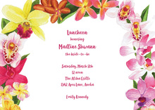 Blooming Orchid Brown Square Wedding Invitations