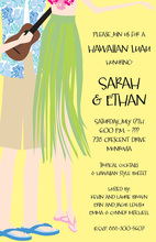 Luau Couple Blonde Beach Background Invitations