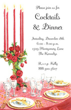 Formal Red Roses Holiday Setting Invitations