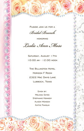 Rose Lace Pearl Border Invitations