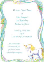 Fantasy White Unicorn Fairytale Invitation