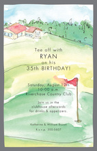 Golf Green Red Flag Invitations
