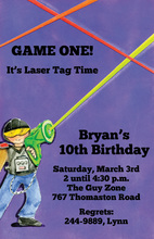 Laser Tag Purple Action Invitations