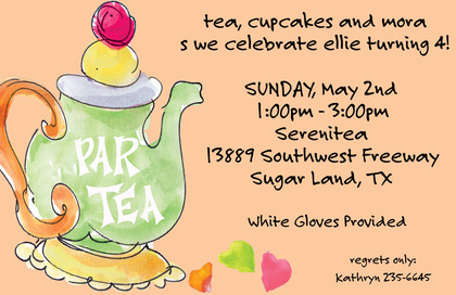 Watercolor Tea Party Purple Invitations