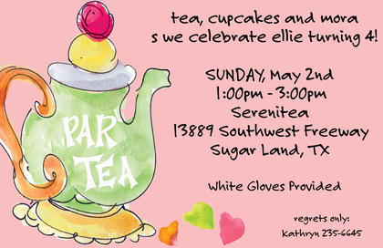 Watercolor Tea Party Purple Invitations