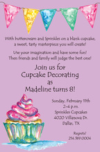 Watercolor Cupcake Lavender Invitations