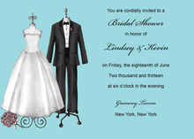 Luxury Couple Dress Aqua Wedding Invitations
