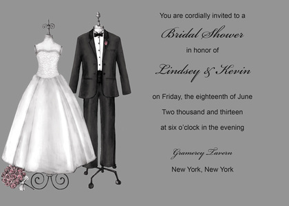 Modern Formal Couple Dress Wedding Invitations