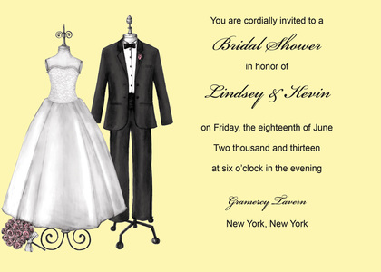 Formal Couple Dress Pink Wedding Invitations