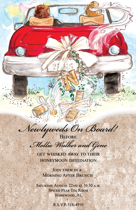 Nostalgia Newlywed's Car Wedding Invitations