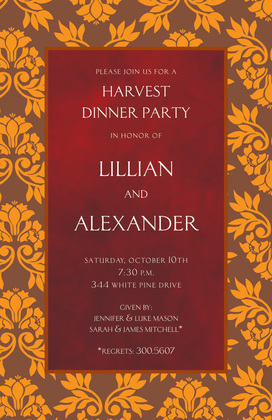 Fall Leaves Gold Texture Invitations