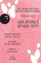 Pink Bowling Party Invitations
